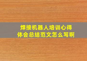 焊接机器人培训心得体会总结范文怎么写啊