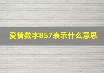 爱情数字857表示什么意思