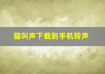 猫叫声下载到手机铃声