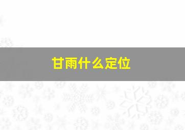 甘雨什么定位