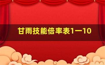 甘雨技能倍率表1一10