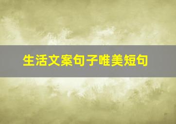 生活文案句子唯美短句