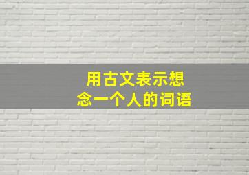 用古文表示想念一个人的词语