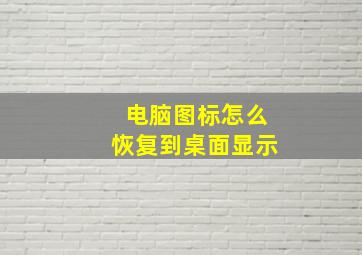 电脑图标怎么恢复到桌面显示