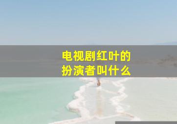 电视剧红叶的扮演者叫什么