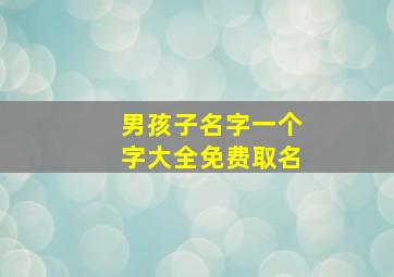 男孩子名字一个字大全免费取名