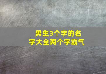 男生3个字的名字大全两个字霸气