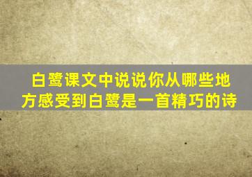 白鹭课文中说说你从哪些地方感受到白鹭是一首精巧的诗