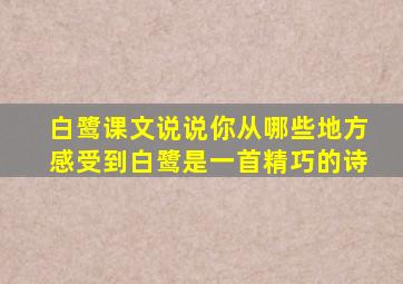 白鹭课文说说你从哪些地方感受到白鹭是一首精巧的诗