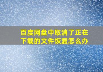 百度网盘中取消了正在下载的文件恢复怎么办