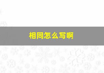 相同怎么写啊