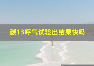 碳13呼气试验出结果快吗