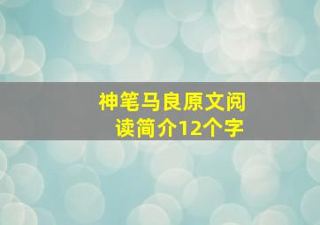 神笔马良原文阅读简介12个字