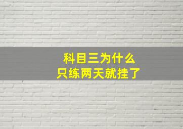 科目三为什么只练两天就挂了