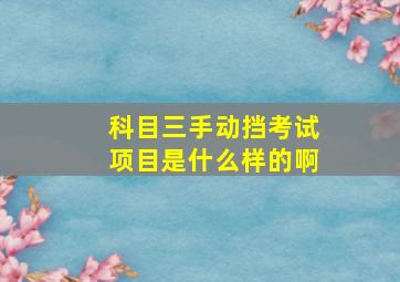 科目三手动挡考试项目是什么样的啊