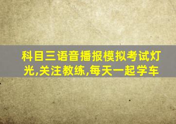 科目三语音播报模拟考试灯光,关注教练,每天一起学车