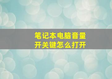 笔记本电脑音量开关键怎么打开