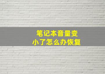 笔记本音量变小了怎么办恢复