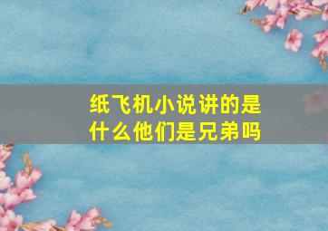 纸飞机小说讲的是什么他们是兄弟吗