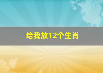 给我放12个生肖