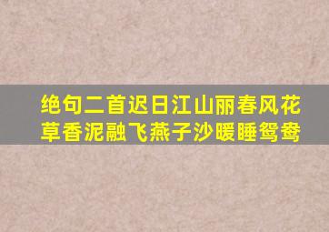 绝句二首迟日江山丽春风花草香泥融飞燕子沙暖睡鸳鸯