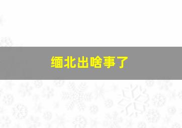 缅北出啥事了