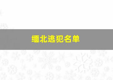 缅北逃犯名单