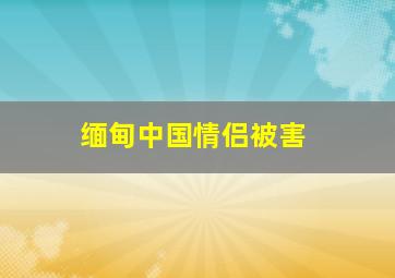 缅甸中国情侣被害