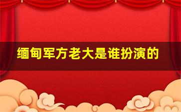 缅甸军方老大是谁扮演的