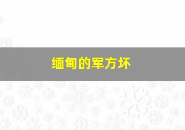 缅甸的军方坏