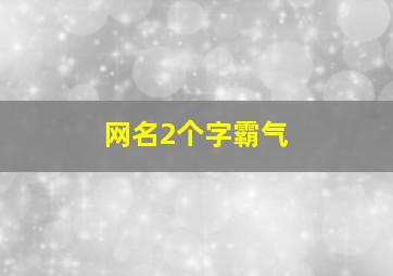 网名2个字霸气