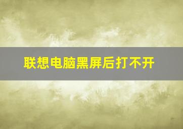 联想电脑黑屏后打不开