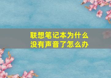 联想笔记本为什么没有声音了怎么办