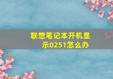 联想笔记本开机显示0251怎么办