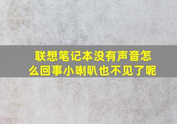 联想笔记本没有声音怎么回事小喇叭也不见了呢