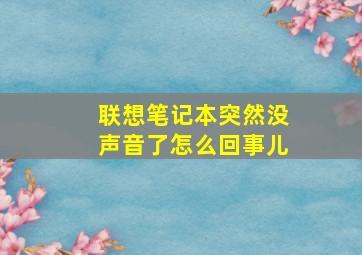 联想笔记本突然没声音了怎么回事儿