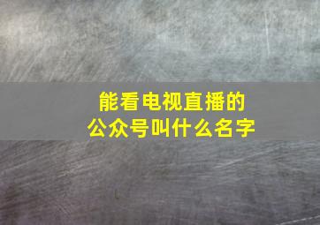 能看电视直播的公众号叫什么名字