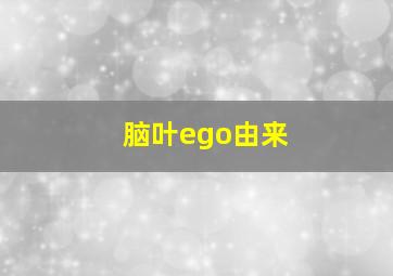 脑叶ego由来