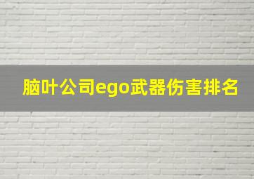 脑叶公司ego武器伤害排名