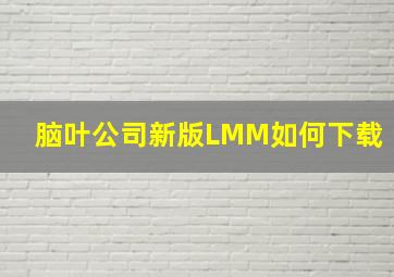 脑叶公司新版LMM如何下载