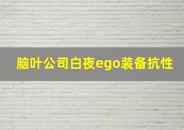 脑叶公司白夜ego装备抗性