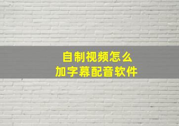 自制视频怎么加字幕配音软件