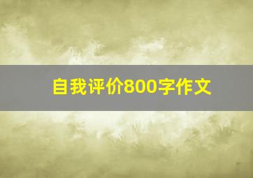 自我评价800字作文