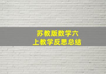 苏教版数学六上教学反思总结