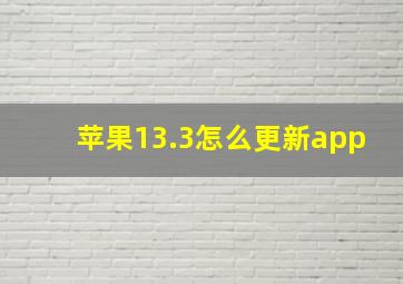 苹果13.3怎么更新app