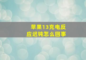 苹果13充电反应迟钝怎么回事