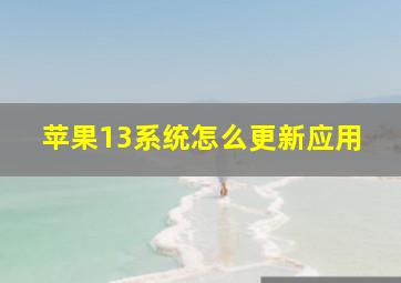 苹果13系统怎么更新应用