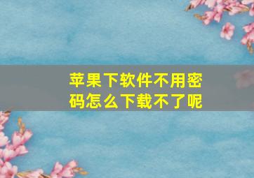 苹果下软件不用密码怎么下载不了呢