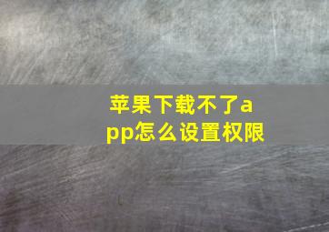 苹果下载不了app怎么设置权限