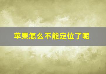 苹果怎么不能定位了呢